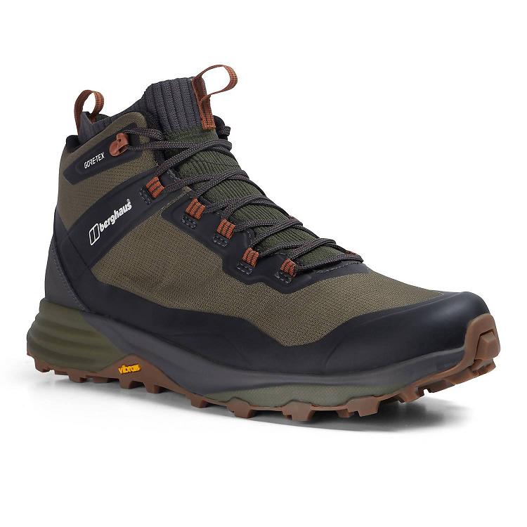 Pánska Turistické Topánky Berghaus Gore Tex VC22 Mid Zelene Hnede Slovensko 4730IKLDJ